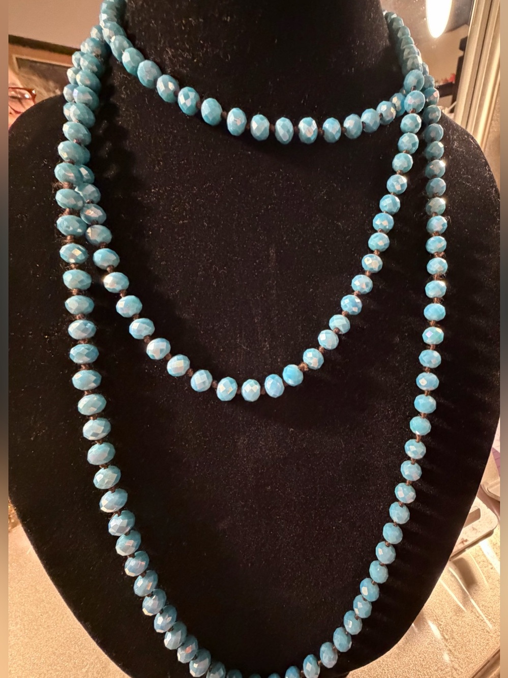 Layered Turquoise Faceted Bead Necklace for Women